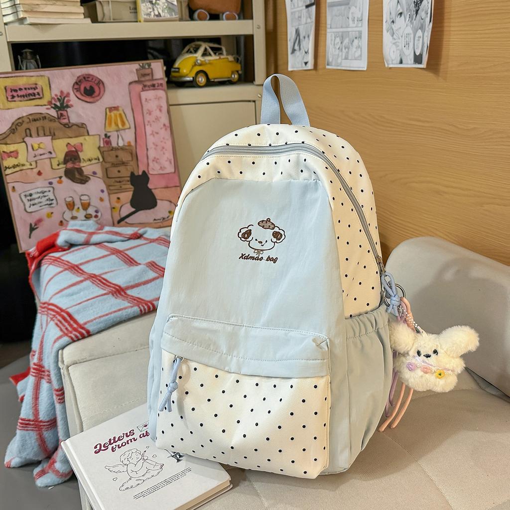 Schoolbag Korean small fresh ins wind cute polka dot girl schoolbag junior high school students primary school students lightweight campus backpack