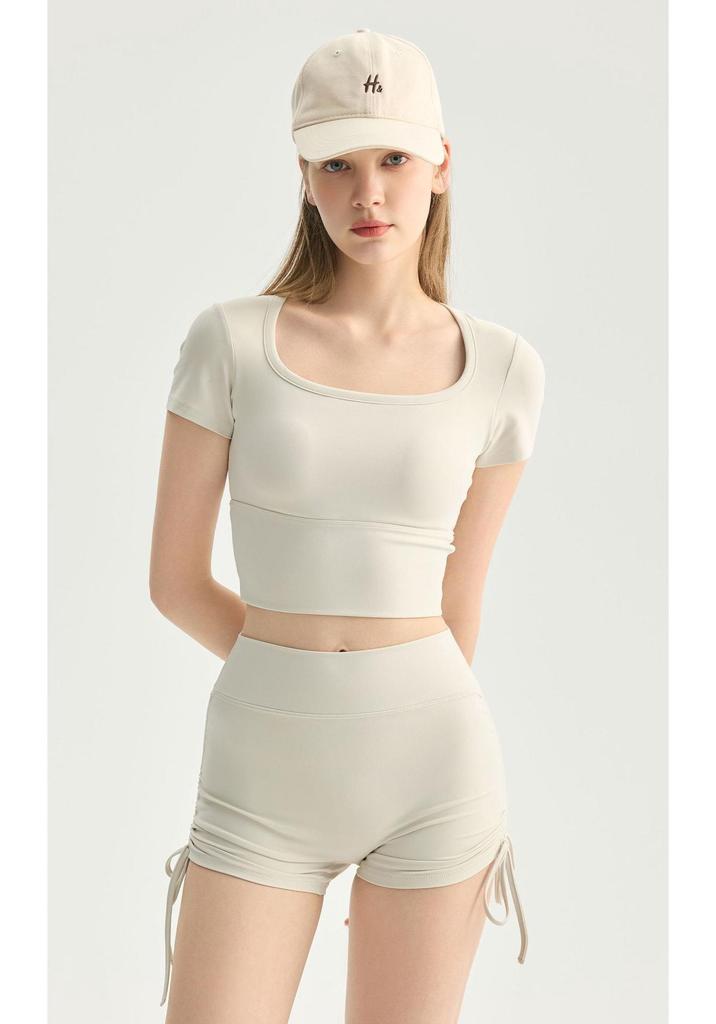 Women's High-Waisted Butt-Lift Yoga Shorts, Nude Feel, Three-Quarter Length