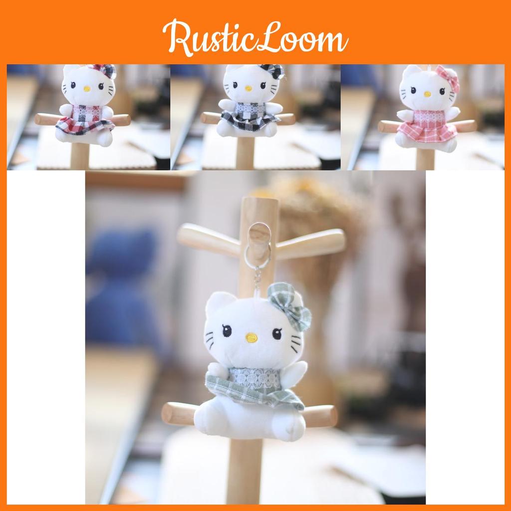 Adorable Fluffy Cat Plush Keychain Soft Cartoon Animal Doll With Cute Dress