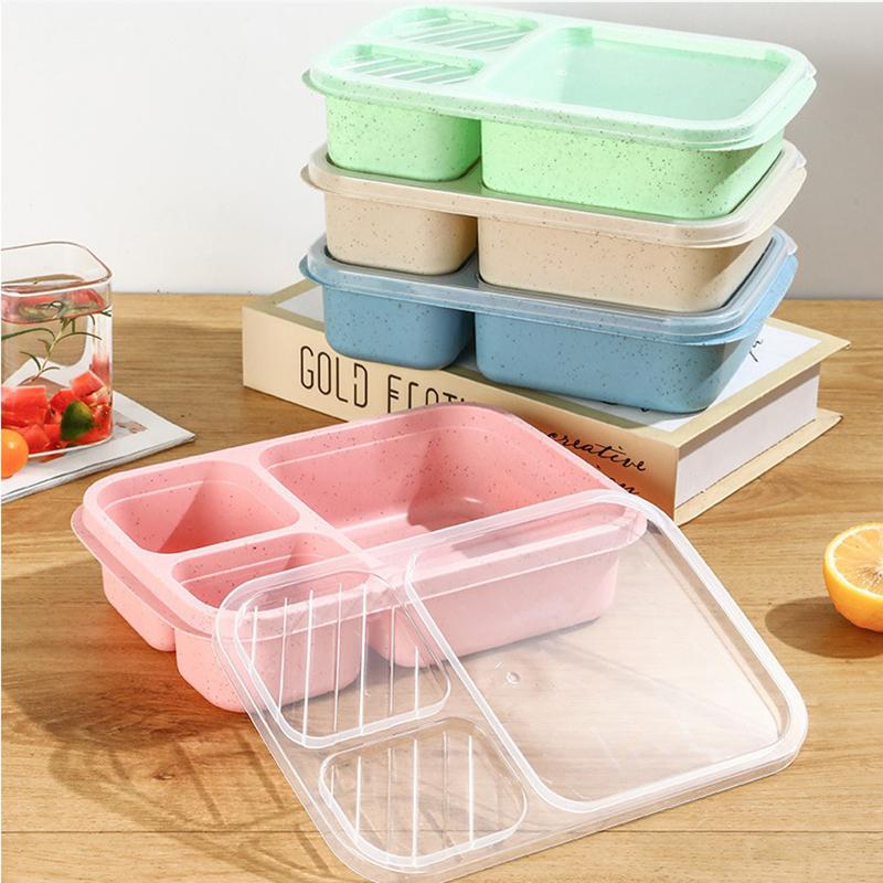 Mikrowellen-Lunchbox, Weizenstroh, Geschirr, Frischhaltedose, für Kinder, Kinder, Schule, Büro, tragbare Bento-Box, Lunch-Tasche