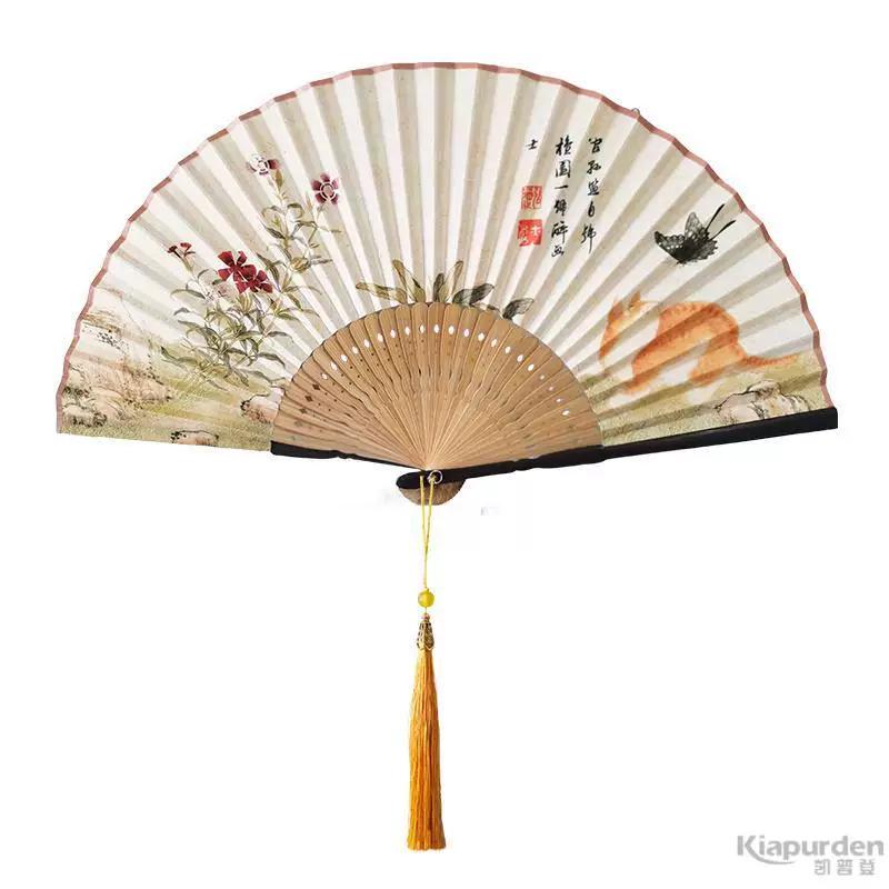 Chinese-Style Folding Fan for Women, Portable and Easy to Open and Close, Suitable for Summer, Dance, Traditional Hanfu, and Qipao