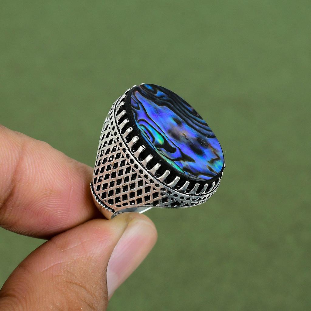 Abalone Shell Ring 925 Sterling Silver Ring Handmade Jewelry Genuine Gemstone Ring Gift For Her Abalone Shell Jewelry Available In Ring Size