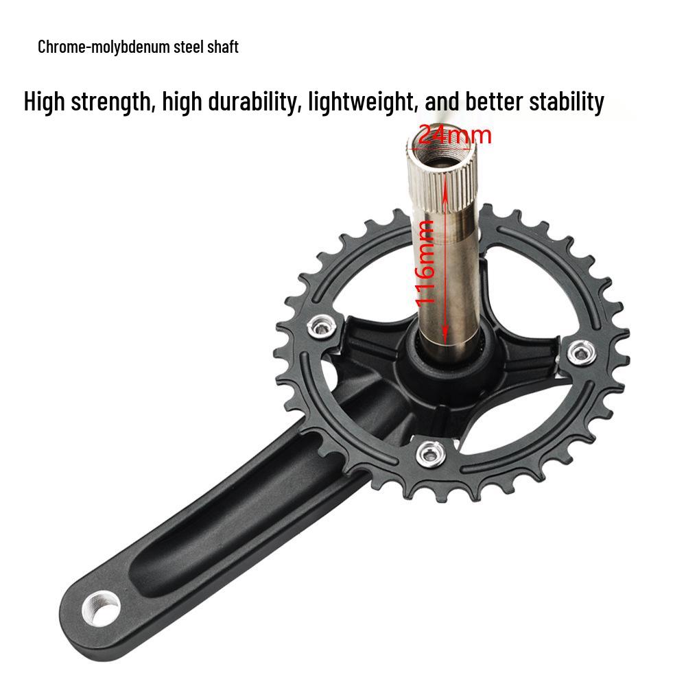 RACEWORK Hollow Mountain Bike Crankset with Single Chainring (32T/34T/36T/38T)
