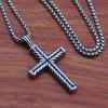 Twisted Pattern Cross Pendant Necklace Retro Simple Stainless Steel Chain Copper Color Hip Hop Jewelry Gifts For Women Men