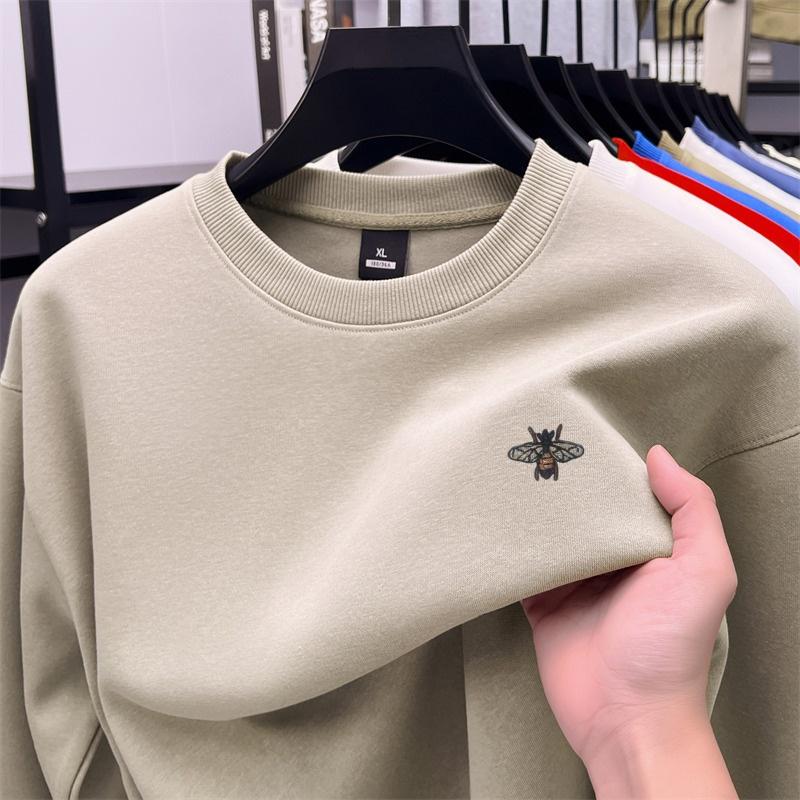 Wovey Herfst Winter Heren Ronde Hals Trui Lange Mouwen Hoodie Bij Borduurwerk Zacht Mode Werk Verkeer Trend Herenkleding L