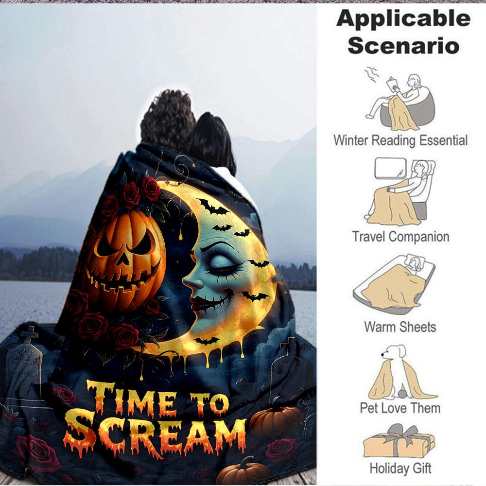 1pc Halloween Decorations Blanket - Lightweight Flannel Fleece with Digital Printing, Soft Warm for Sofa, Travel, Camping, Office yy251018299