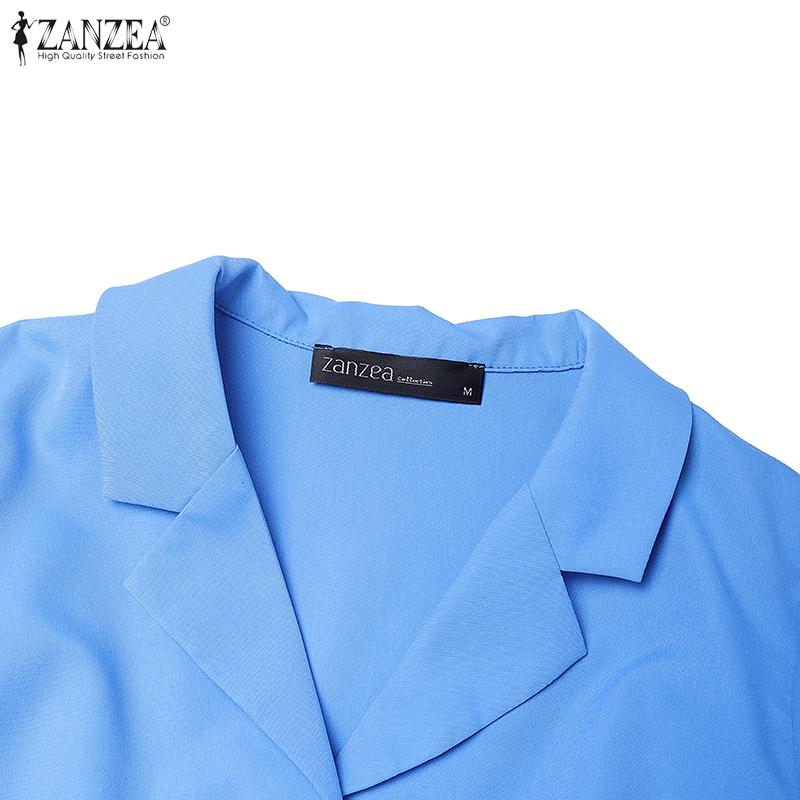 ZANZEA Damska Casualowa Letnia Sukienka z Krótkim Rękawem i Dekoltem V z Nadrukiem