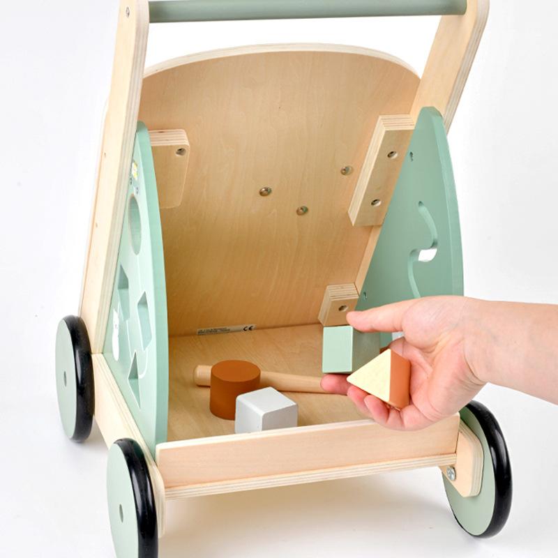 Poussette en bois déambulateur bébé apprendre à marcher déambulateur anti-renversement jouant du piano jouet multifonctionnel