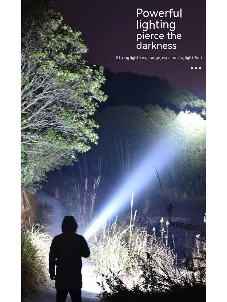 LED Double Light Flashlight Rechargeable Handheld Torch 5 Lighting Modes Outdoor Home Emergency Warning Camping Tool Lights