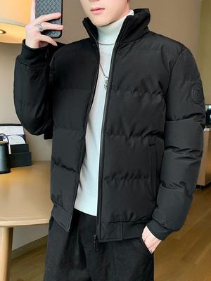 Cotton-padded Men's Autumn and Winter Thickened Warm Casual Stand-up Collar Slim Cold-proof Large-size Cotton Jacket Trend