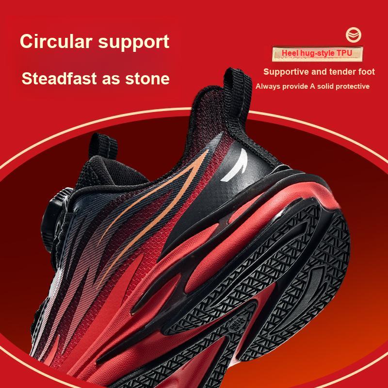 Anta Kids Flame Trendy Fashion Lightweight Shock Absorption Low Top Running Shoes Kids sneaker Black Red 312519903-2