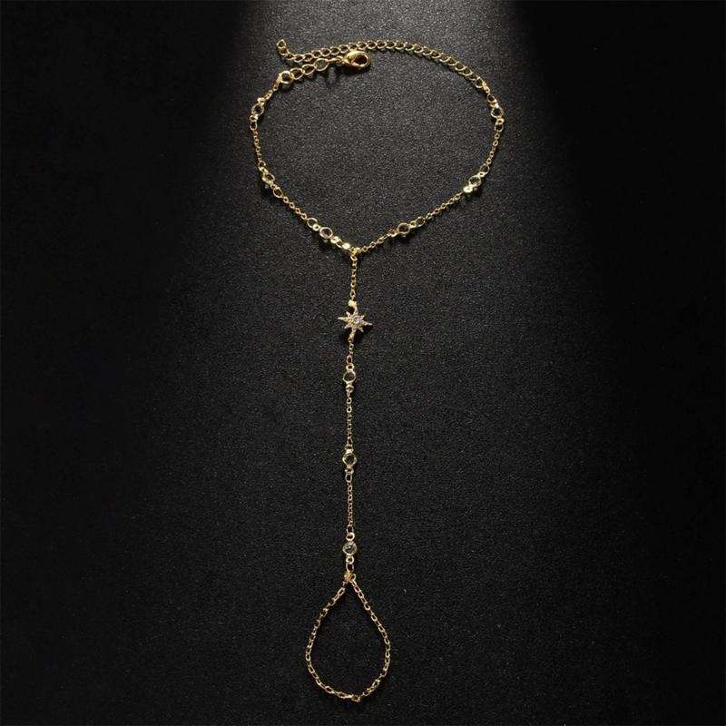 Adjustable Finger Decoration Bracelet Glittering Rhinestones Star Charm Hand Chain Jewelry Special Gifts for Women