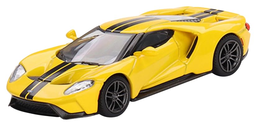 TrueScale Miniatures MINI GT 1/64 Scale Ford GT Triple Yellow Left-Hand Drive Finished Model