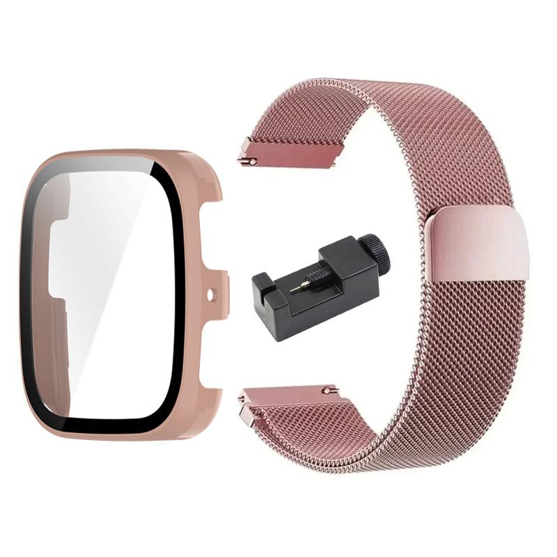 Milanese Loop Band with PC Case for Amazfit Active 2 Square Magnetic Stainless Steel Bracelet
