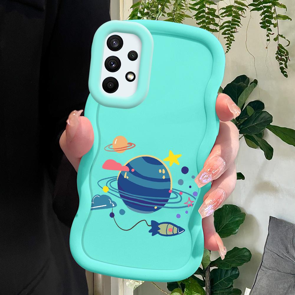 

Окрашенный узор Big Wave Edge Мягкий силиконовый материал Macaron чехол для телефона противоударный защитный резиновый чехол для Samsung Xiaomi Poco Redmi Redmi Note 11 синий