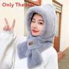 Plush Hooded Scarf For Women With Windproof Neck Cover And Soft Polyester Material