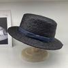 Lafite Hand-woven Flat-top Top Top Hat, Fashionable and Versatile Temperament Model, Men's and Women's Travel Sunscreen Straw Hat