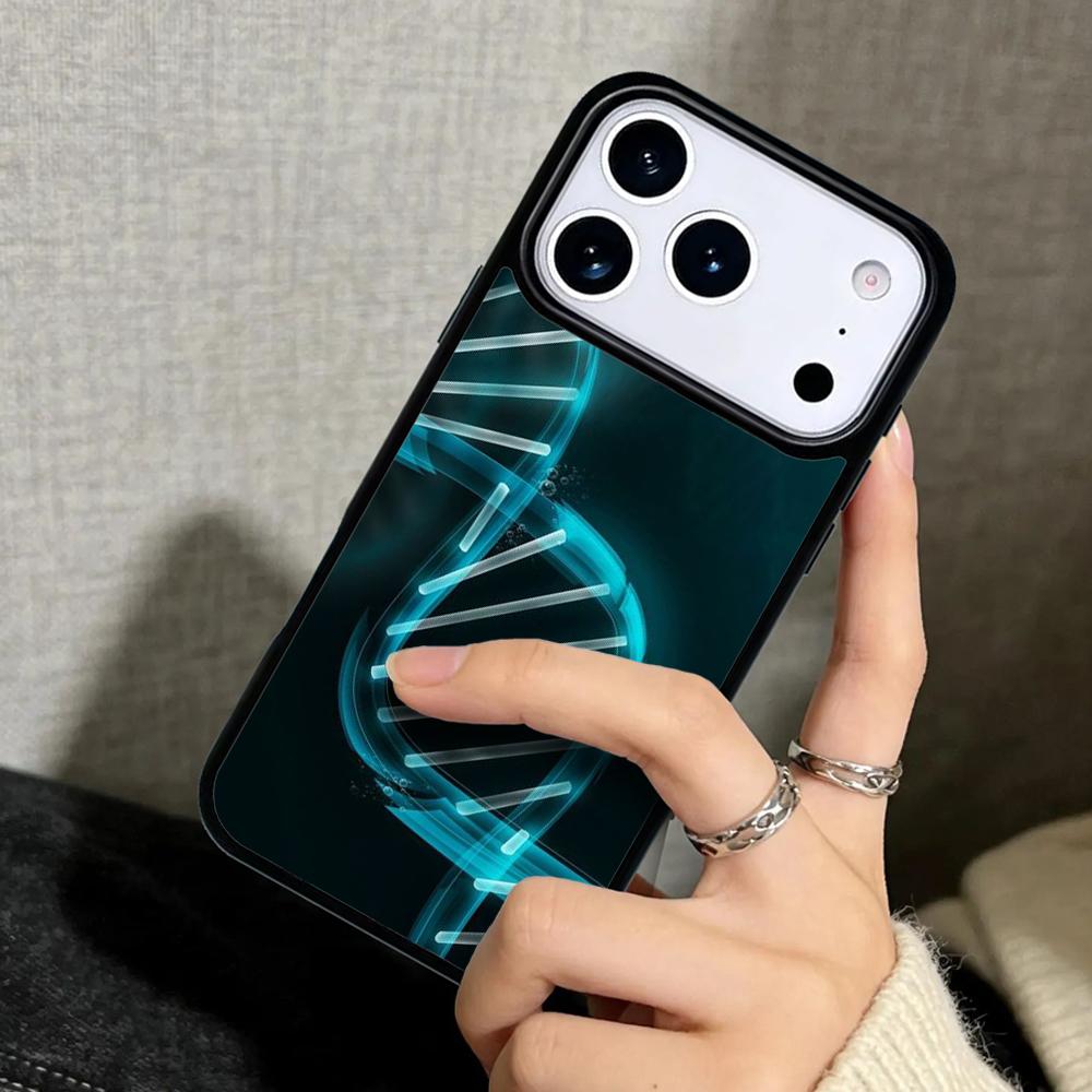 Capa Case for iPhone 17 Air 16 Pro Max 15 Plus 11 13 Mini 14 12 Back Phone Cover Retro DNA Science Illustration
