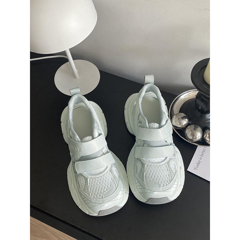 

Fashion Women s Flats Platform Dad Shoes Women s Heightening Sneakers 2025 Summer Gradual Change Breathable Mesh Sneakers Hook Loop 35 бежевый