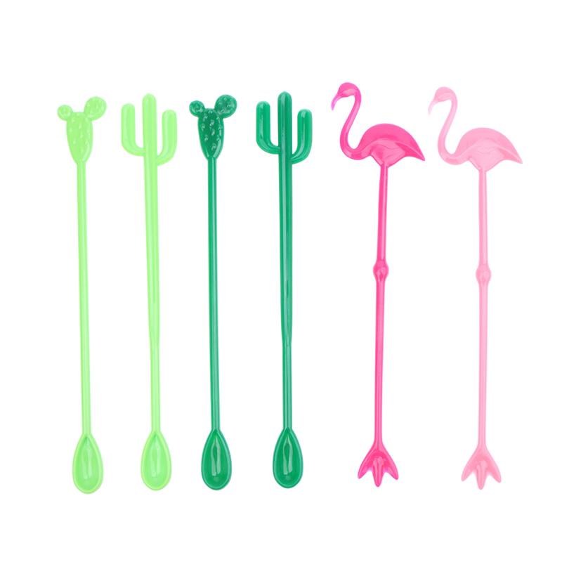 6 Stücke Kunststoff Cocktail Muddler Trinken Wein Decor Cocktail Swizzle Sticks Feigenkaktus Flamingo Wein Rührer Kaffee Puddler