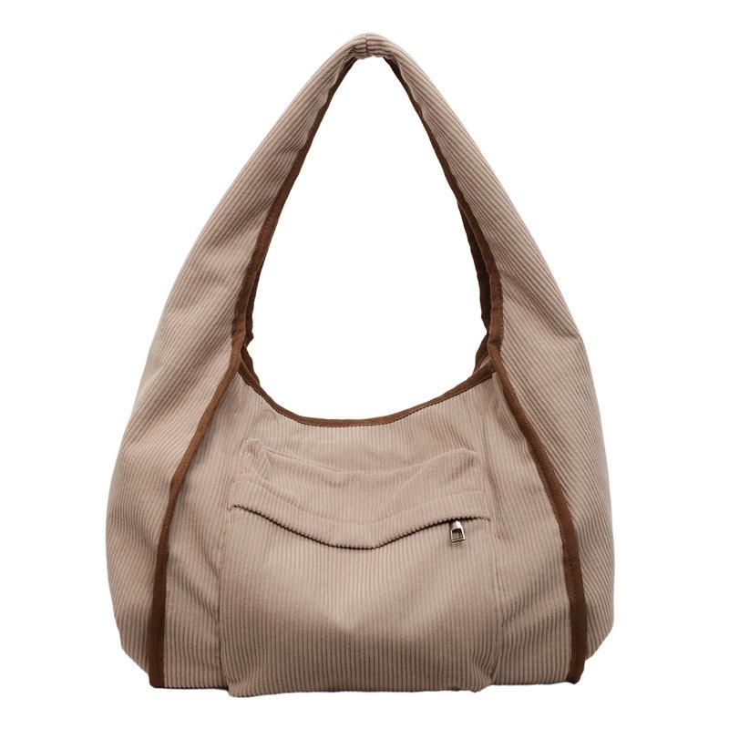 Corduroy Tote Bag Women's Commuter Shoulder Bag Large Capacity Student Class Handbag