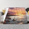 Tropical Ocean Sunrise Printed Blanket for Sofa Bed Travel Camping Living Room Office Conditioning Blanket for All Seasons Gifts