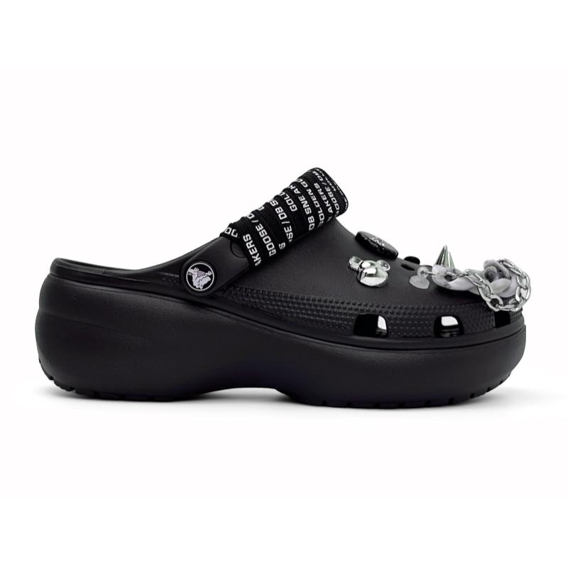 Crocs Classic Platform Clog Trendy Bear Cute Minimalist Outdoor Fashion Versatile High Street Elevation Clogs Women Black