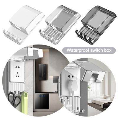 Αδιάβροχο Κάλυμμα Προστασίας Διακόπτη Τύπου 86 με Γάντζο, Αυτοκόλλητο Διαφανές Κάλυμμα Αδιάβροχο για Ηλεκτρικό Βύσμα