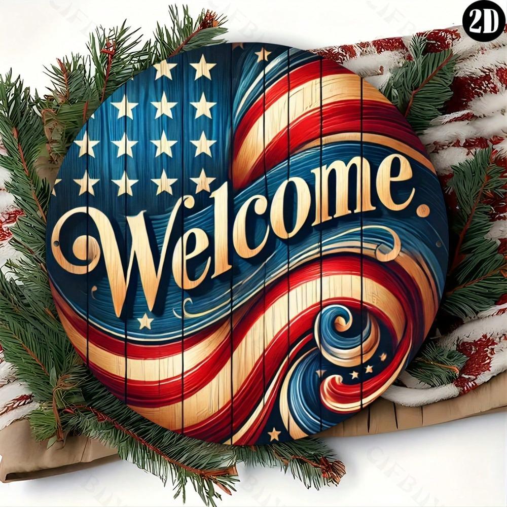 Patriotic Aluminum Metal Tin Sign Welcome Home Wall Art Decor
