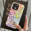 Dreamy Cool Flower Lily Luxury Lichee Leather Pattern Phone Case For iPhone 17 16e 16 15 14 13 12 11 Air Pro Max Plus X XR XSMax