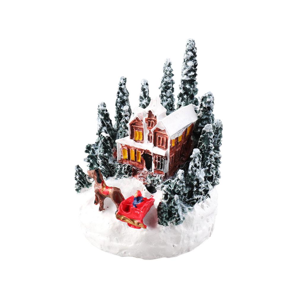 Christmas House Ornament Micro Landscape With LED Light Resin House Resort Decoration Night Light Lamp Sculpture For Xmas Gifts