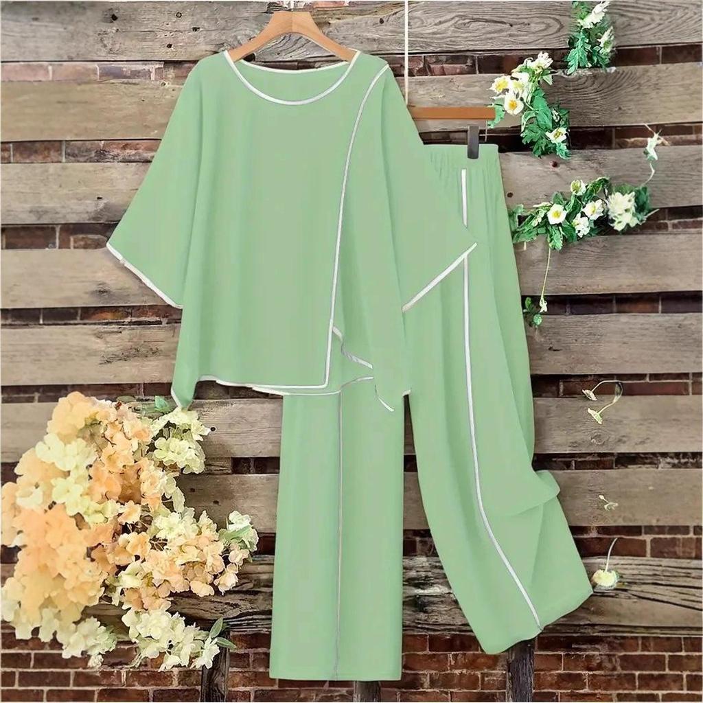 2026 European American Spring/Summer Knit Color Block Tubular Craft Set - Korean Casual Style