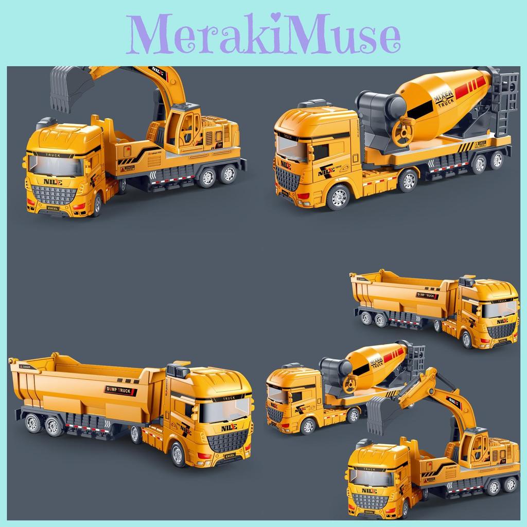 Simulation Mixer Excavator Truck Mounted Soil Truck Toy Model Can Rotate