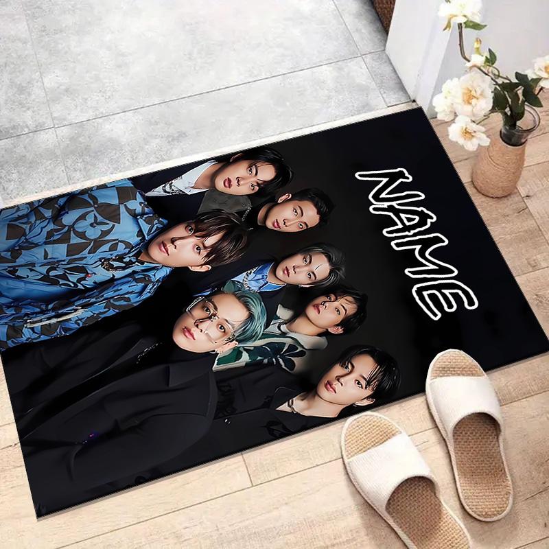 Custom Kpop Team Mat Personalized Name, Polyester Washable Indoor Entryway Rug, Gift for Christmas, Easter, Thanksgiving Day