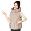 Autumn and winter down cotton vest women's short student hooded vest warm and thin vest jacket