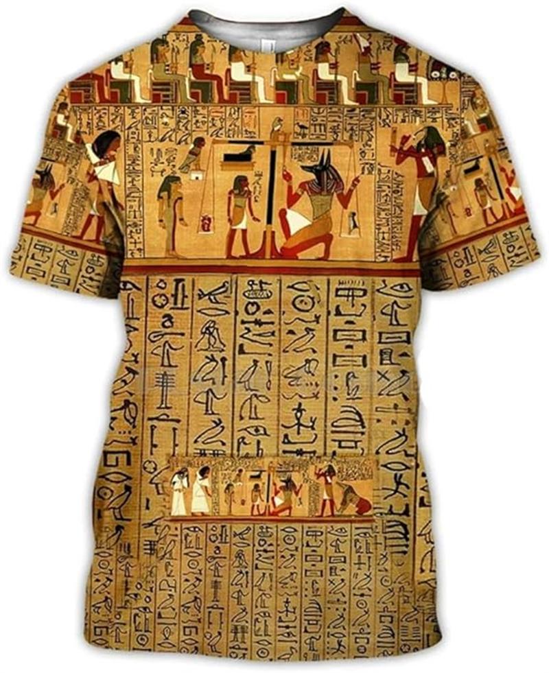 Vintage Altes Ägypten 3D Gedrucktes T-Shirt Herren Damen Sommer Lässig Kurzarm T-Shirts Mode Straße Rundhals Tee Tops