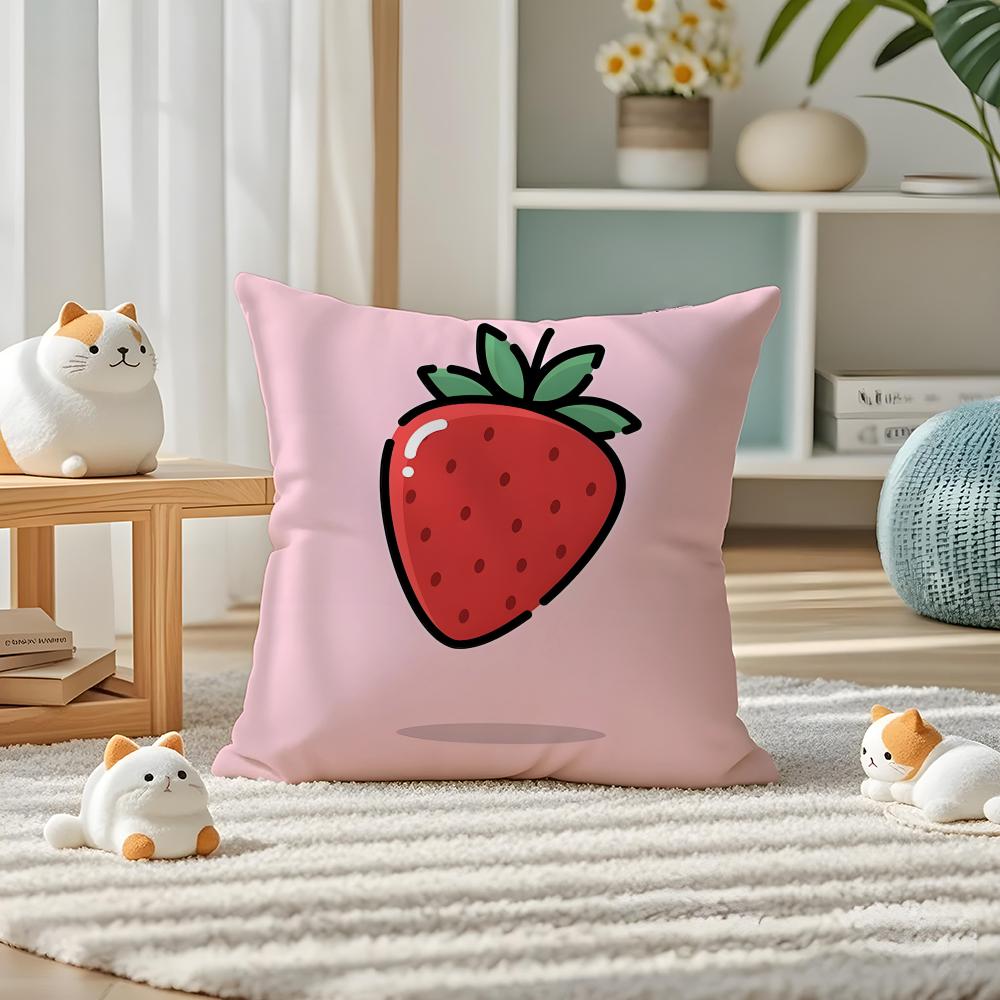 Strawberries Pillow Case Silky Elegant Comfort Sofa Bed Invisible Zipper