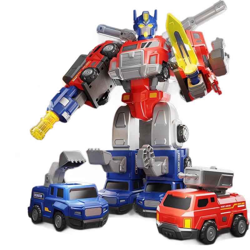 5-in-1 Magnetic Transforming Robot Toy with Sound and Light for Kids