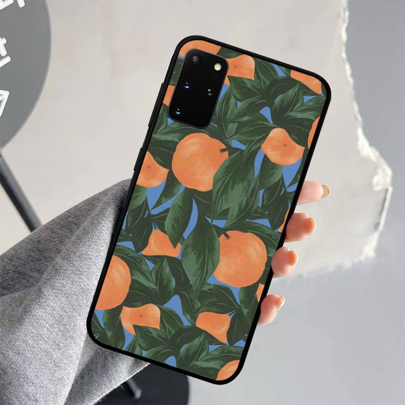 Sommer grüne Blätter Obst Zitrone Pfirsich Granatapfel Trauben Handyhülle für Samsung S21 S10 Lite S20 Ultra S9 S8 Plus S7 S6 Edge S5