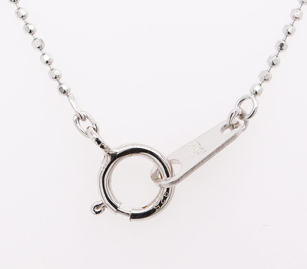 18K White Gold Diamond Solitaire Pendant with SV925 Cut Ball Chain [KASHIMA] 0.1ct