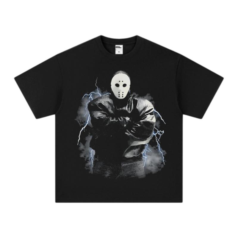 Kanye West Mask TShirt Dark Street Gothic Graphic Print Pure Cotton Crew Neck High Street Fashion Tops For All Seasons S
