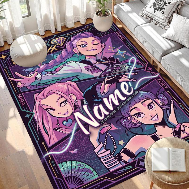 Covor Personalizat cu Nume Kpop Demon Hunter, Covor Versatil pentru Decor Acasă, pentru Cameră de Joacă, Apartament, Balcon, Hol de Intrare, Hol Cadou