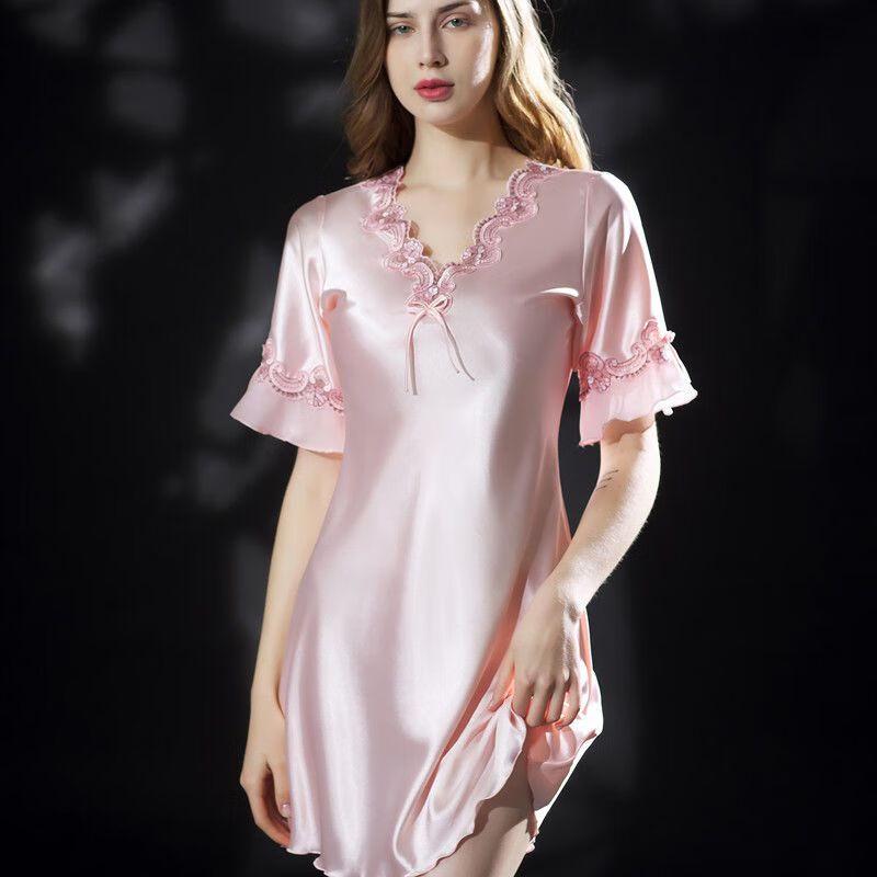 Premium Ice Silk Imitation Silk Nightgown Loungewear