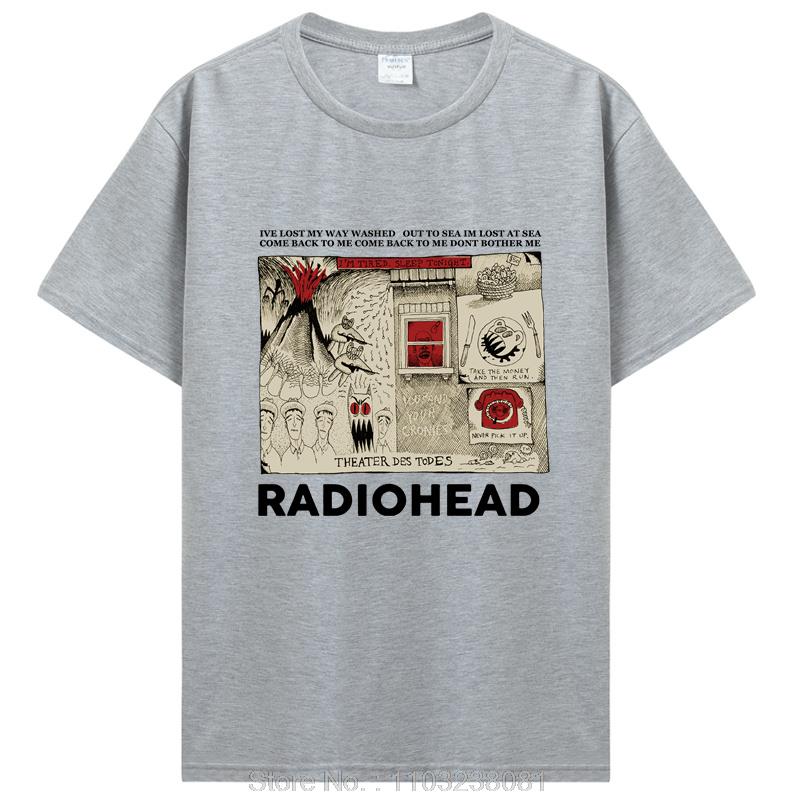 Radiohead T Shirt Vintage Hip Hop Rock Band Tshirt Unisex Music Fans Funny Prints Unisexs Short Sleeve  Cotton Harajuku Tees