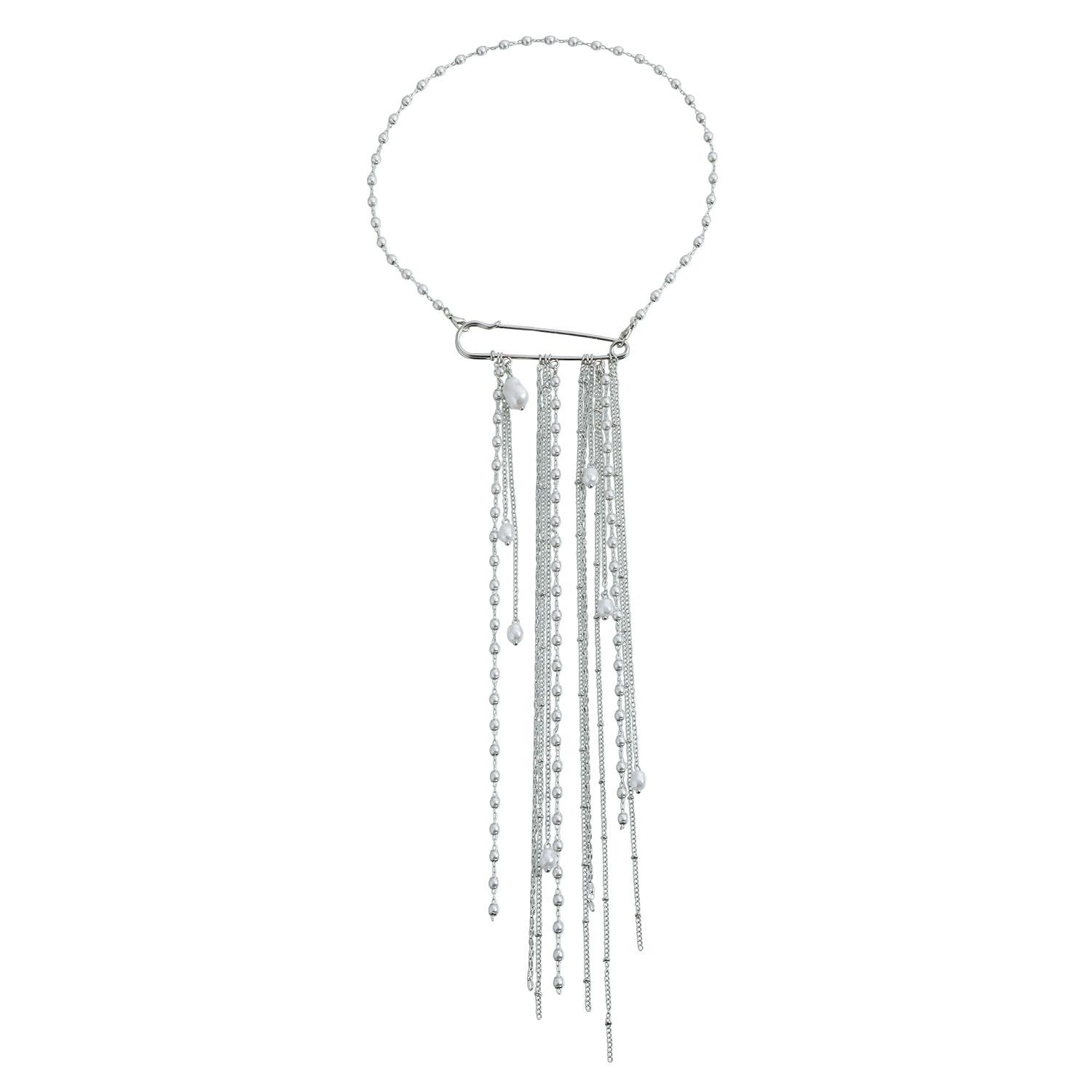 INS style multi-layer pearl fringed brooch necklace Y1K Spice Girl style commuter accessories