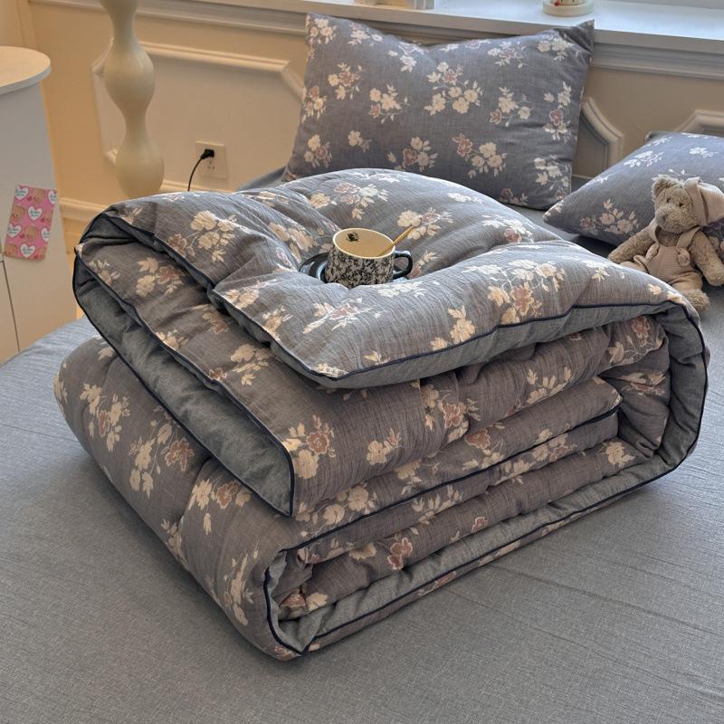 2025 Original Linen Crinkled Gauze Double Layer Quilt Comforter for Winter, Spring & Autumn
