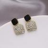 Water Drop Pearl Rhinestone Tassel Earrings