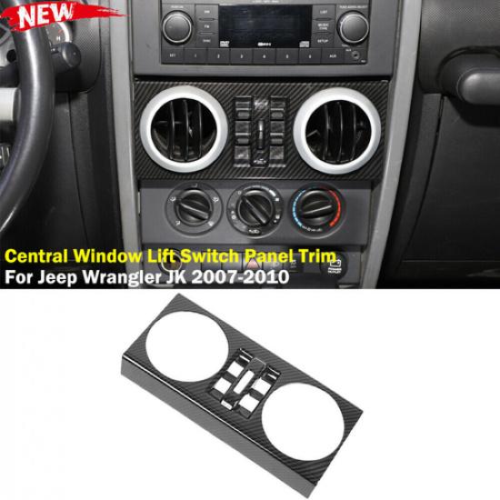 Carbon Fiber Dashboard Center Window Switch Panel Trim For Jeep Wrangler JK 07+