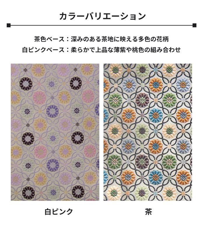 Fire-resistant Buddhist altar mat with flower chain (Size 20: Chukyo style (31 x 47.3 cm), brown)