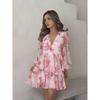Europe, America 2026 Summer New Design Sense Niche Elegant Flower Lantern Sleeve Short Dress